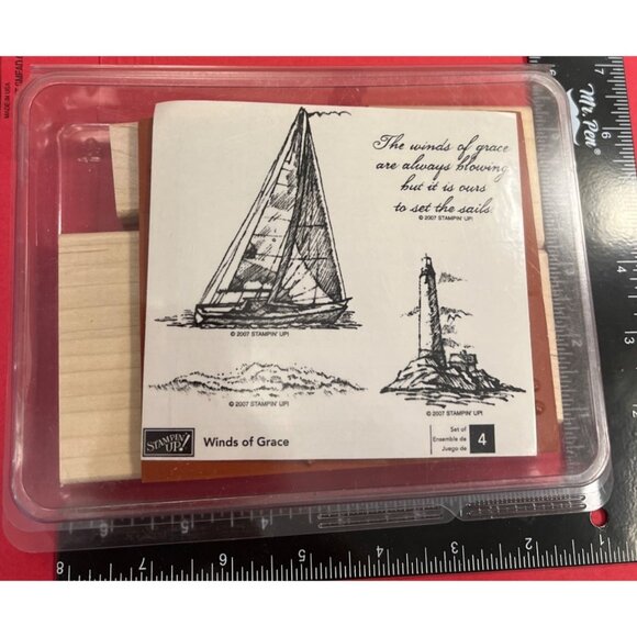 UNMOUNTED Stampin Up Winds Of Grace Wood Mounted Rubber Stamp Set - Picture 1 of 2